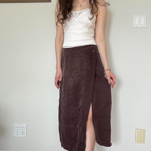 Vintage Brown Wrap Style Skirt - Picture 3 of 8